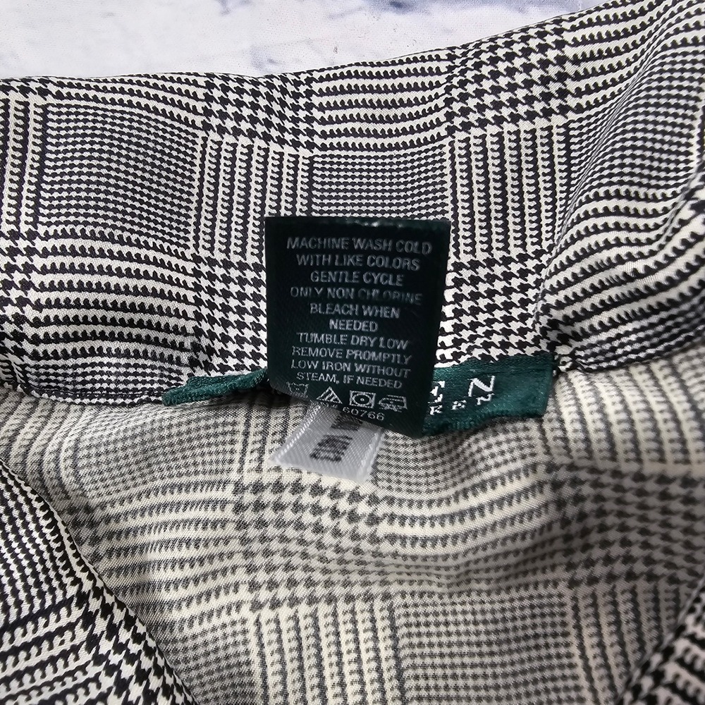 Lauren Ralph Lauren Pajama Top Womens M Black Glen Plaid Button Loungewear VTG - Picture 8 of 10